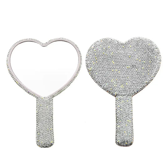 Diamond Handheld Makeup Mirror Love Heart